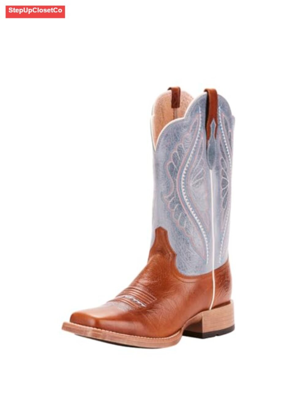 Western Cowgirl Boots Full-Grain Leather Square Toe Mid-Calf